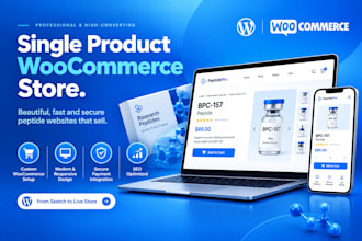 design a high converting single product woocommerce store for peptide website