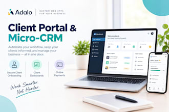 design a custom no code adalo client portal and CRM web app with stripe