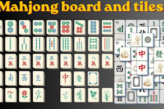 design tiles and board, game element, mahjong tiles production asset for games
