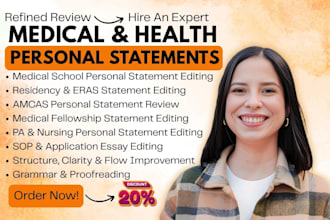 proofread edit residency, medical school, sop MBA fellowship personal statements