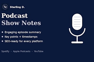 write engaging podcast show notes, summaries and timestamps