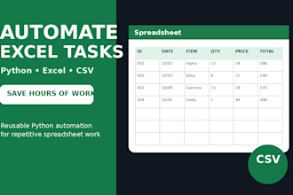 automate repetitive excel and CSV tasks with python