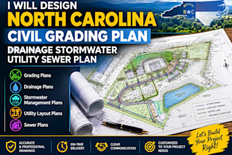 design north carolina civil grading plan, drainage stormwater utility sewer plan