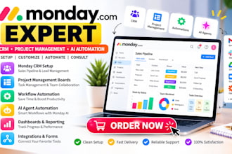 setup monday CRM, project management, ai automation and boards