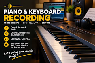 record piano and keyboard parts, melodies arrangements ,sheet hammond chords