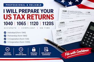 prepare US tax returns 1040 1065 1120 1120s
