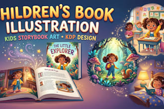 create childrens book illustration, kids storybook art and KDP book design