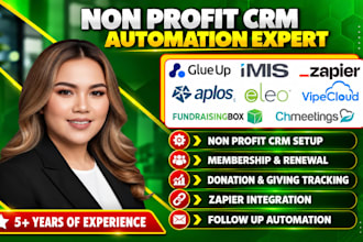 setup non profit CRM glue up aplos fundraisingbox eleo chmeetings vipecloud imis
