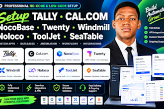 setup commentsold tally cal com nocobase twenty windmill noloco tooljet seatable