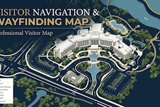 design navigation map, wayfinding map, and visitor map
