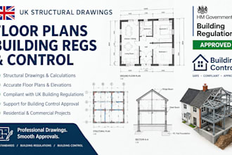 design UK structural drawings floor plans building regs and control