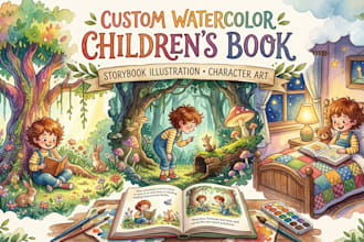 do custom watercolor children storybook illustration