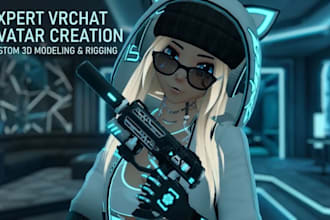 create a custom 3d vrchat avatar and character model with rigging