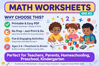 design modern maths worksheets and counting activities for kids