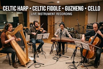 record celtic harp, celtic fiddle, guzheng, cello for your song