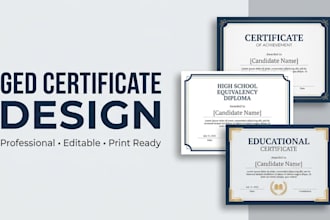 design a professional ged certificate and educational document template