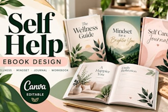 create self help ebook design, wellness guide, mindset ebook journal workbooks