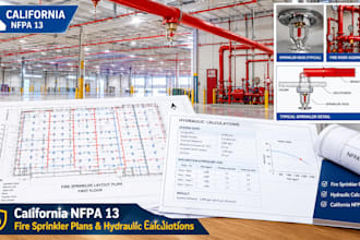 design california nfpa 13 fire sprinkler plans and hydraulic calculations