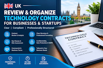 review and organize UK technology contracts for businesses and startups
