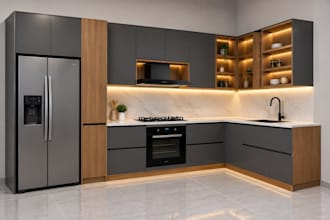 design 3d kitchen cabinet with cad drawing cut list and render