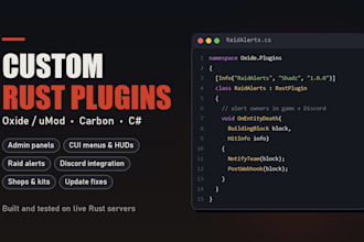 develop custom oxide umod and carbon plugins for your rust server