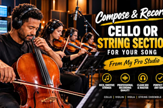 compose and record cello or string section for your song from my pro studio