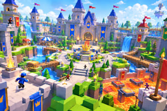 do roblox castle map, tycoon obby survival map in low poly for your roblox game