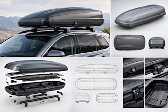 design a car roof cargo box with 3d cad and technical drawings