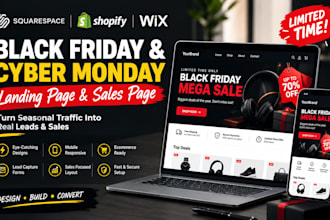 design squrespace shopify wix black friday landing page sales page cyber monday