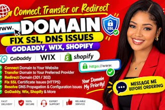 connect domain, transfer domain, fix dns and setup domain