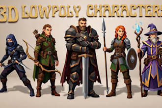 create a stylized low poly 3d character for games, VR and animation