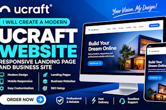 create a modern ucraft website responsive landing page and business site