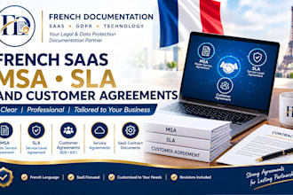 prepare french saas msa sla and customer agreements