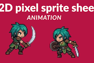 design 2d sprite sheet, pixel art, sprite sheet animation