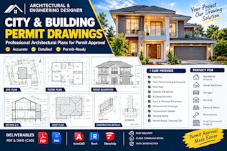 create architectural permit drawings for city building permit approval