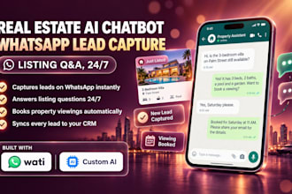 do real estate ai chatbot whatsapp lead capture listing q and a custom ai wati