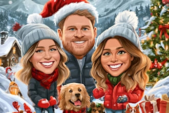design personalized christmas cartoon caricature art