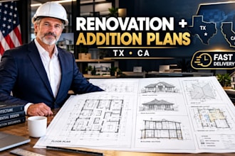 create residential renovation, addition and remodeling plans in texas california