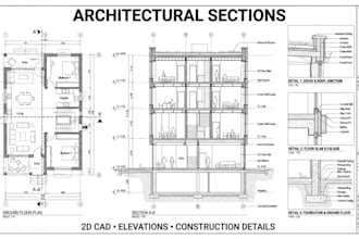 draw architectural sections, elevations and construction details in autocad