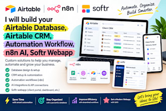 setup airtable database, airtable crm, automation workflow, n8n ai, softr webapp