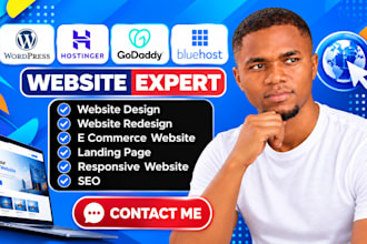 design or redesign wordpress website on hostinger, godaddy, bluehost, ionos