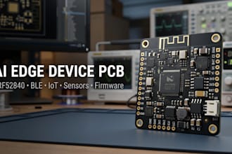 develop ai edge device pcb with nrf52840, ble, lora, gsm, sensors and firmware