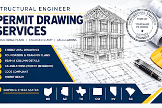 structural engineer permit drawing engineer stamp for oh, az, tx, co, nv, sc
