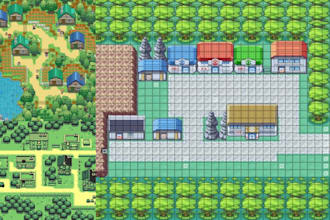 do pokemon pixel tileset, tilemap, overworld assets for rpg in gen 3, 4, 5