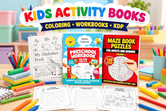 do engaging kids activity book, colouring book, children workbook, KDP worksheet