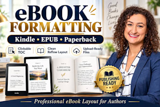 format ebook, kindle epub, paperback book layout and amazon KDP interior