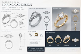 design casting ready 3d ring cad in rhino, matrixgold and zbrush