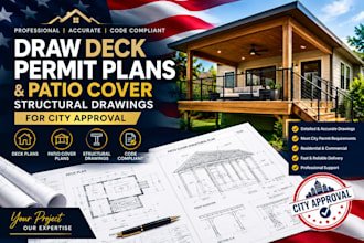 draw deck permit plans and patio cover structural drawings for city approval