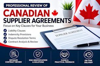 review canadian supplier agreements for liability, indemnity and disputes