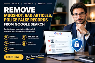 remove mugshot, bad articles, police false records from google search